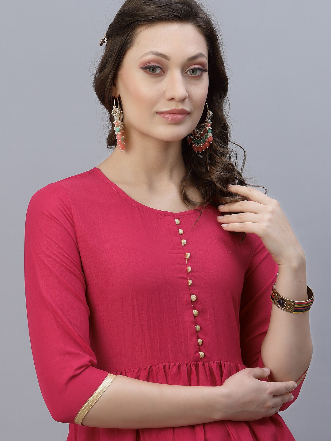 

KALINI Women Rose & Gold-Toned Pastels Kurta