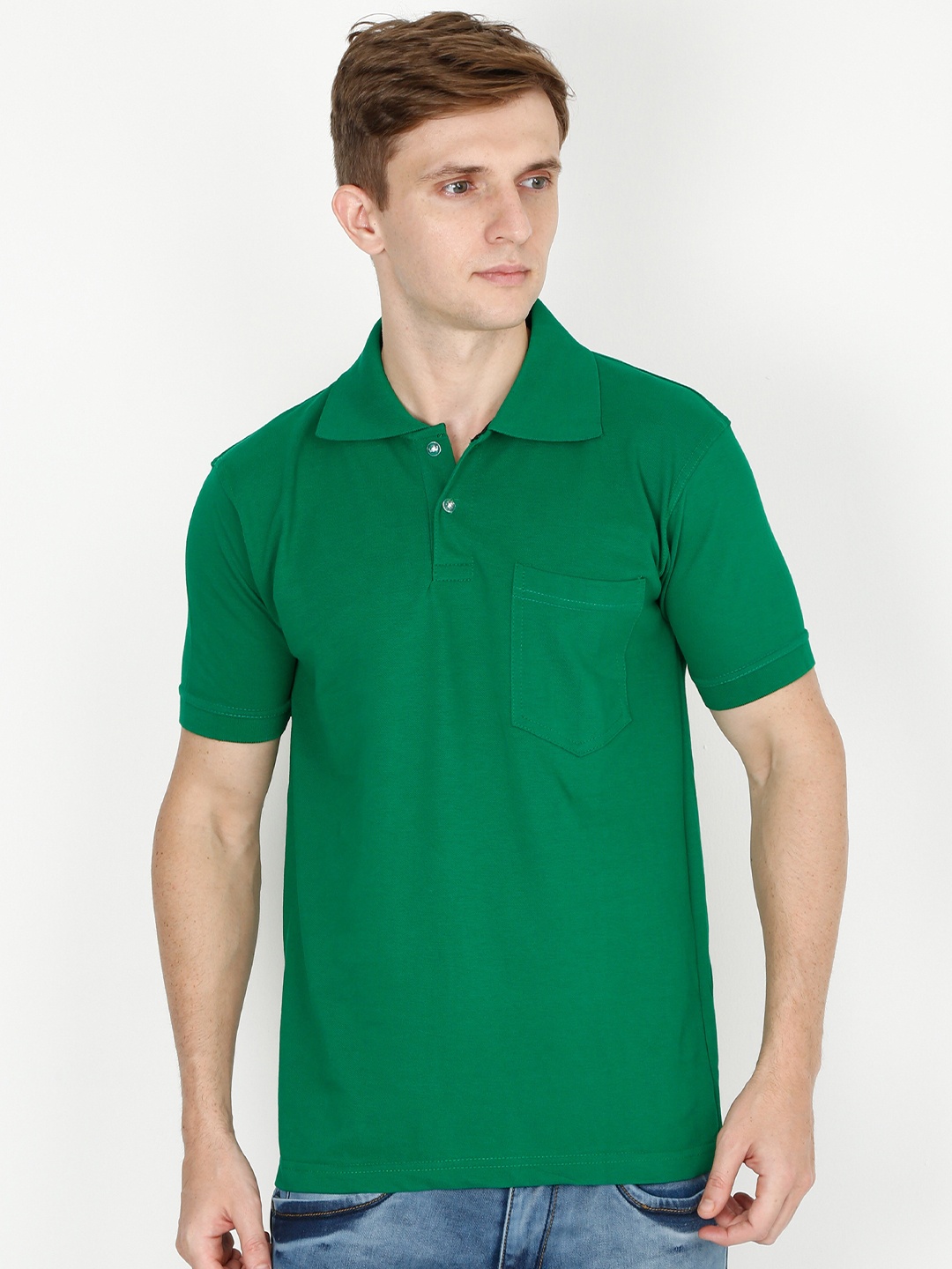 

Fleximaa Men Green Polo Collar T-shirt