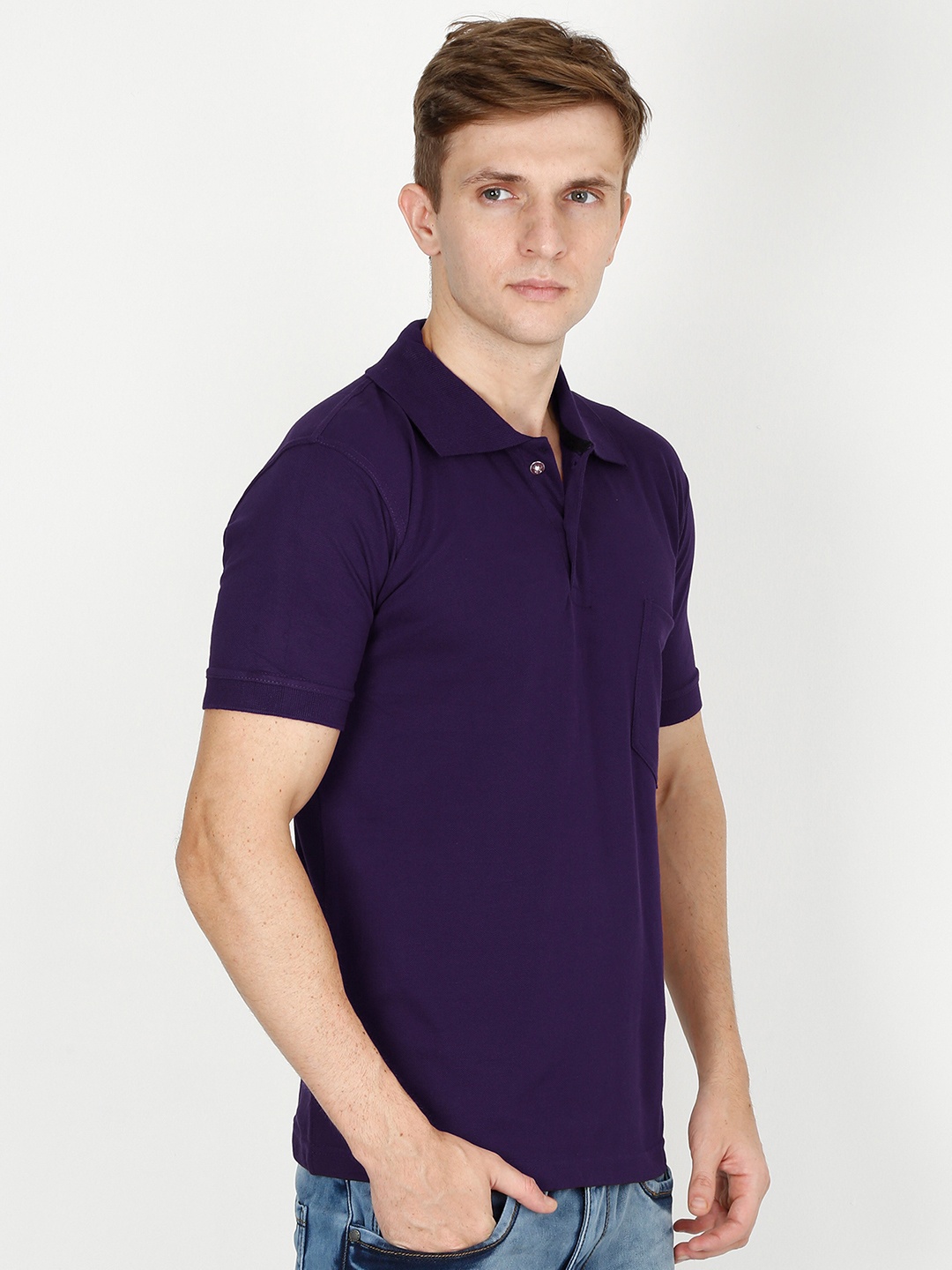 

Fleximaa Men Navy Blue Polo Collar T-shirt