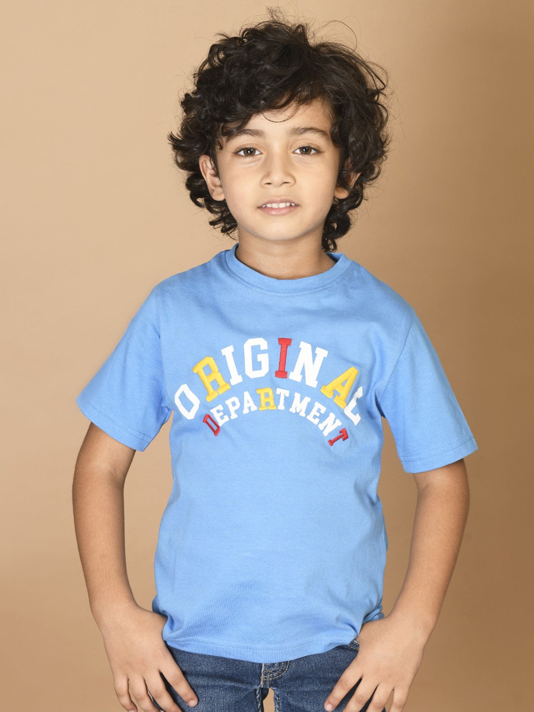 

LilPicks Boys Blue Typography Printed T-shirt