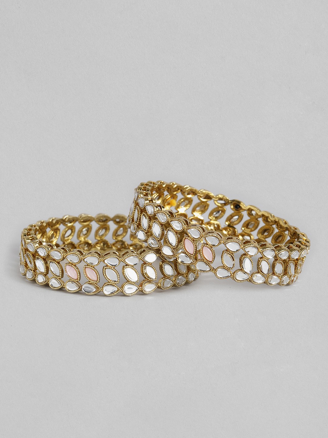 

I Jewels Set of 2 Gold-Plated Stone Bangle