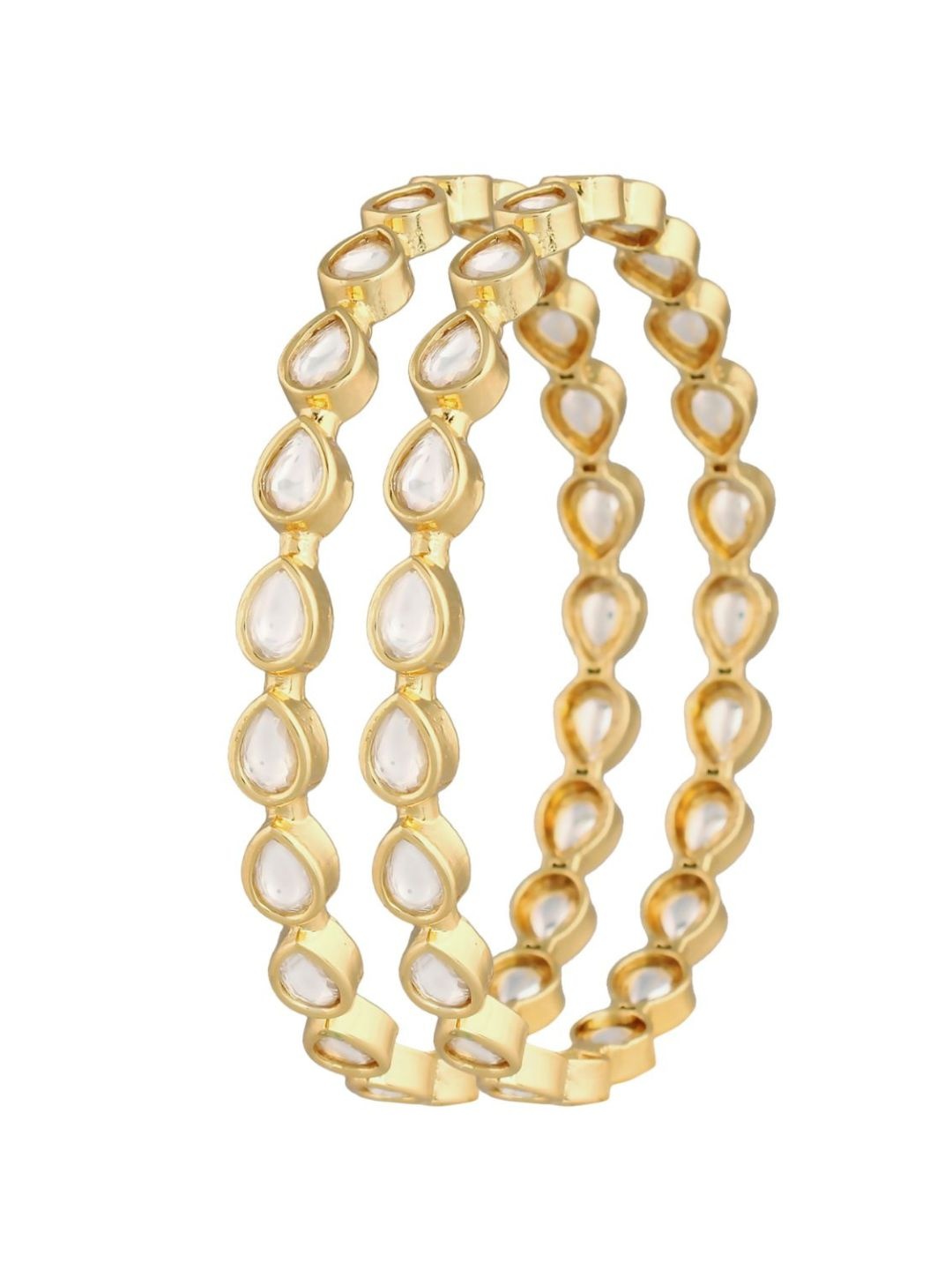 

I Jewels Women Set of 2 Gold-Plated Stone Studded Bangles