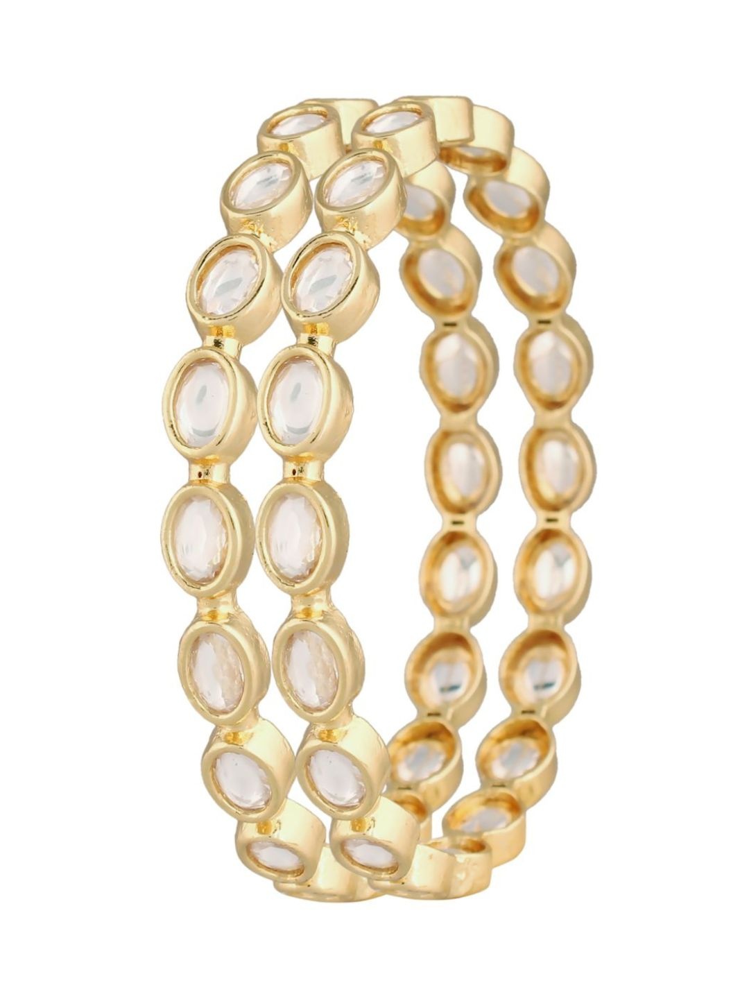 

I Jewels Set of 2 Gold-Plated Brass Kundan Bangles