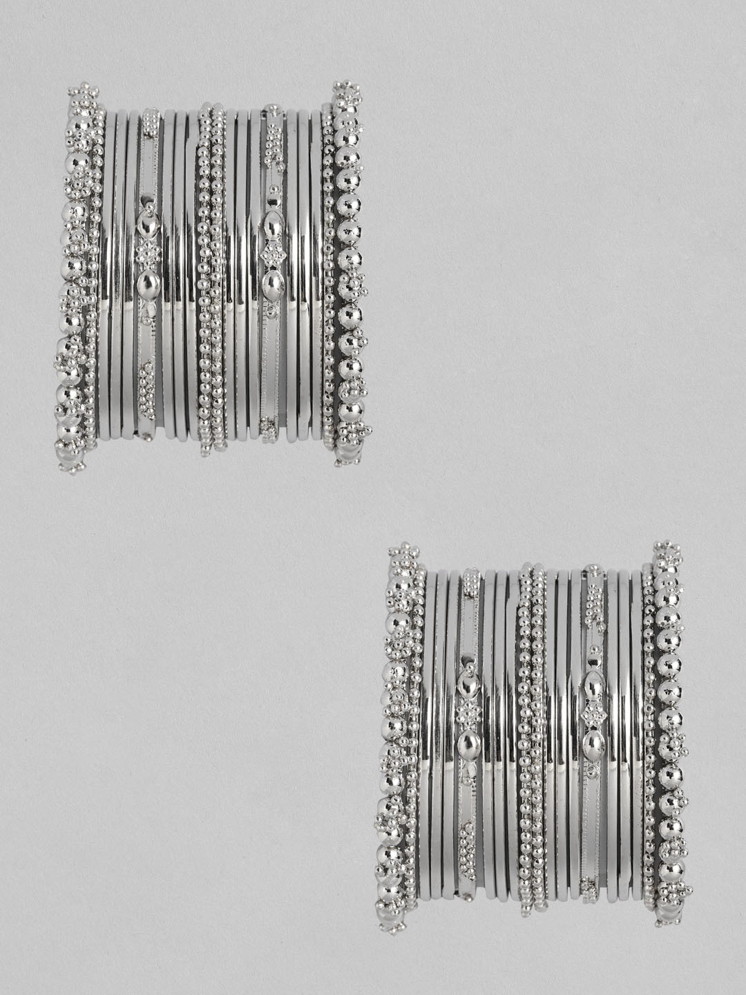 

I Jewels Set of 32 Silver-Plated Textured Bangles