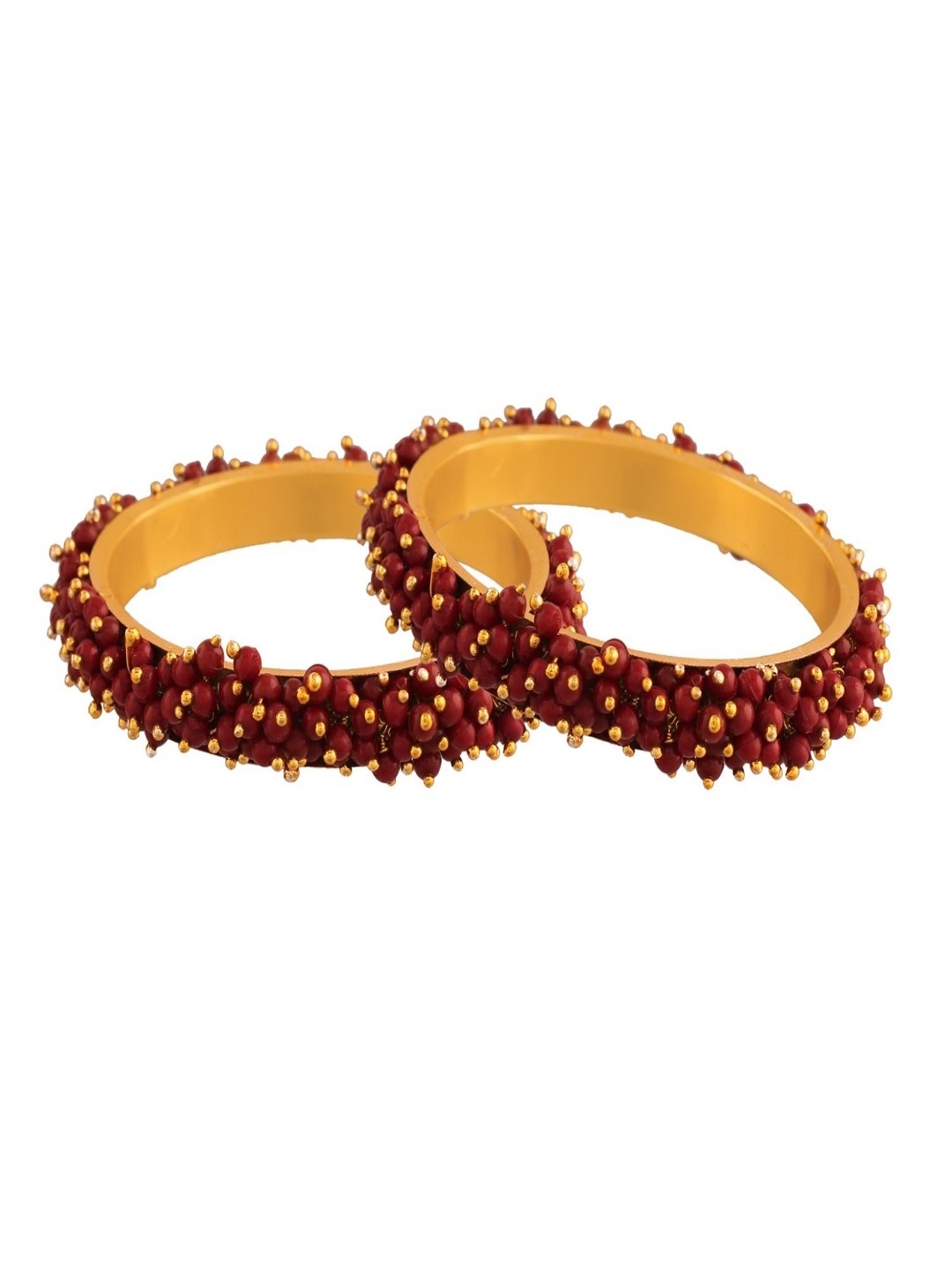 

I Jewels Set Of 2 Maroon Gold-Plated Classic Bangles