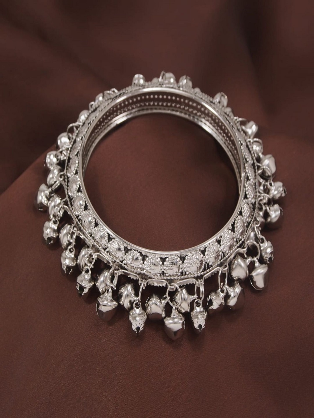 

I Jewels Silver Plated Ghungroo Bangle