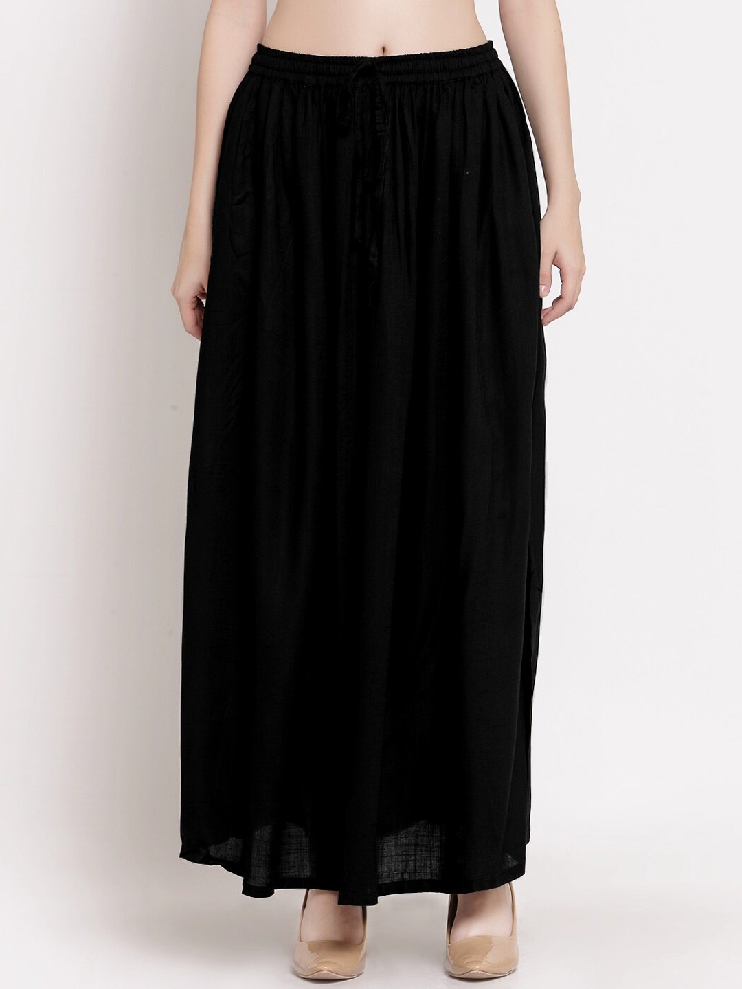 

PATRORNA Women Black Solid A-Line Maxi Skirt