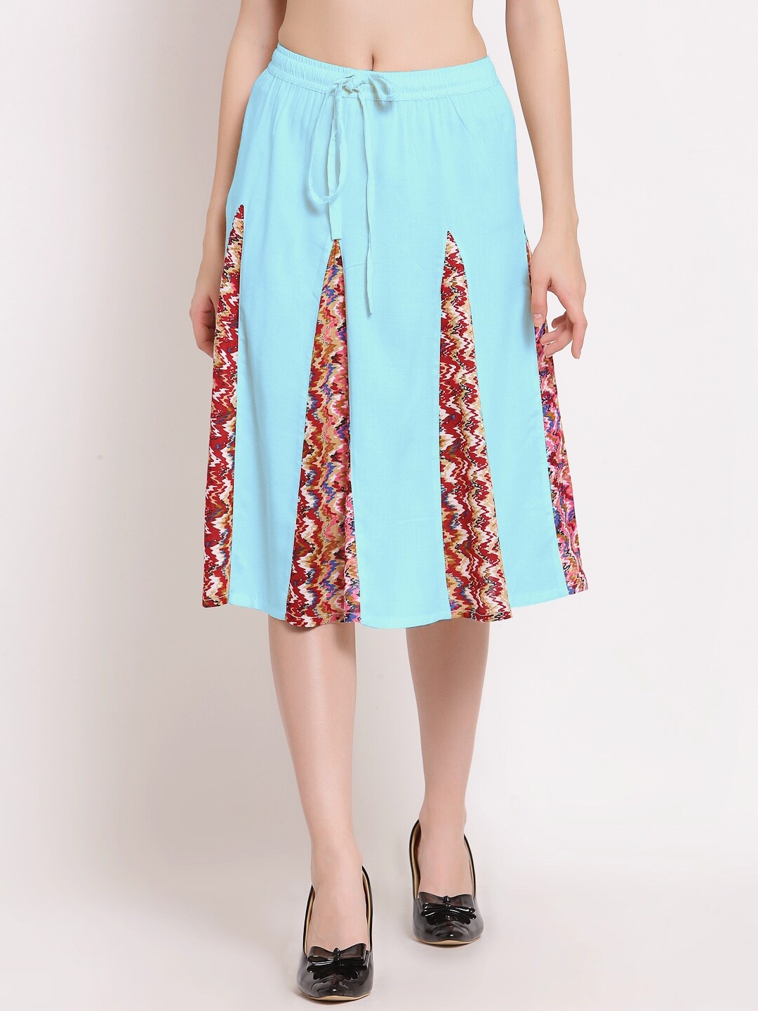 

PATRORNA Women Blue & Red Printed Flared Skirt