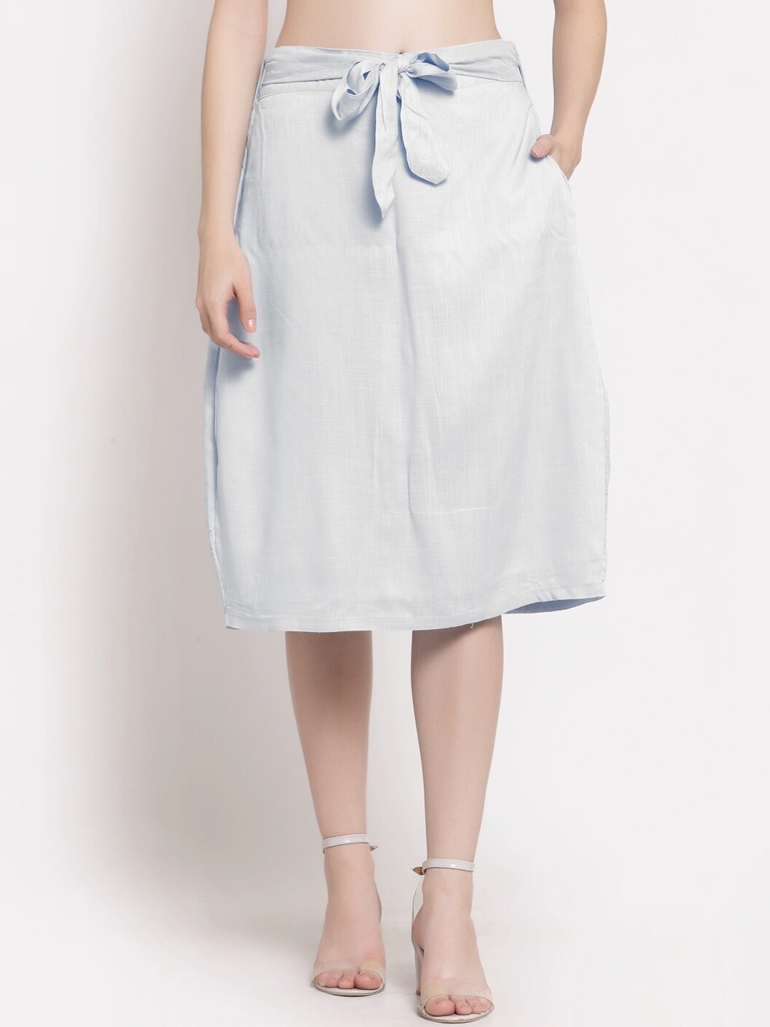 

PATRORNA Women White Solid A-Line Skirt