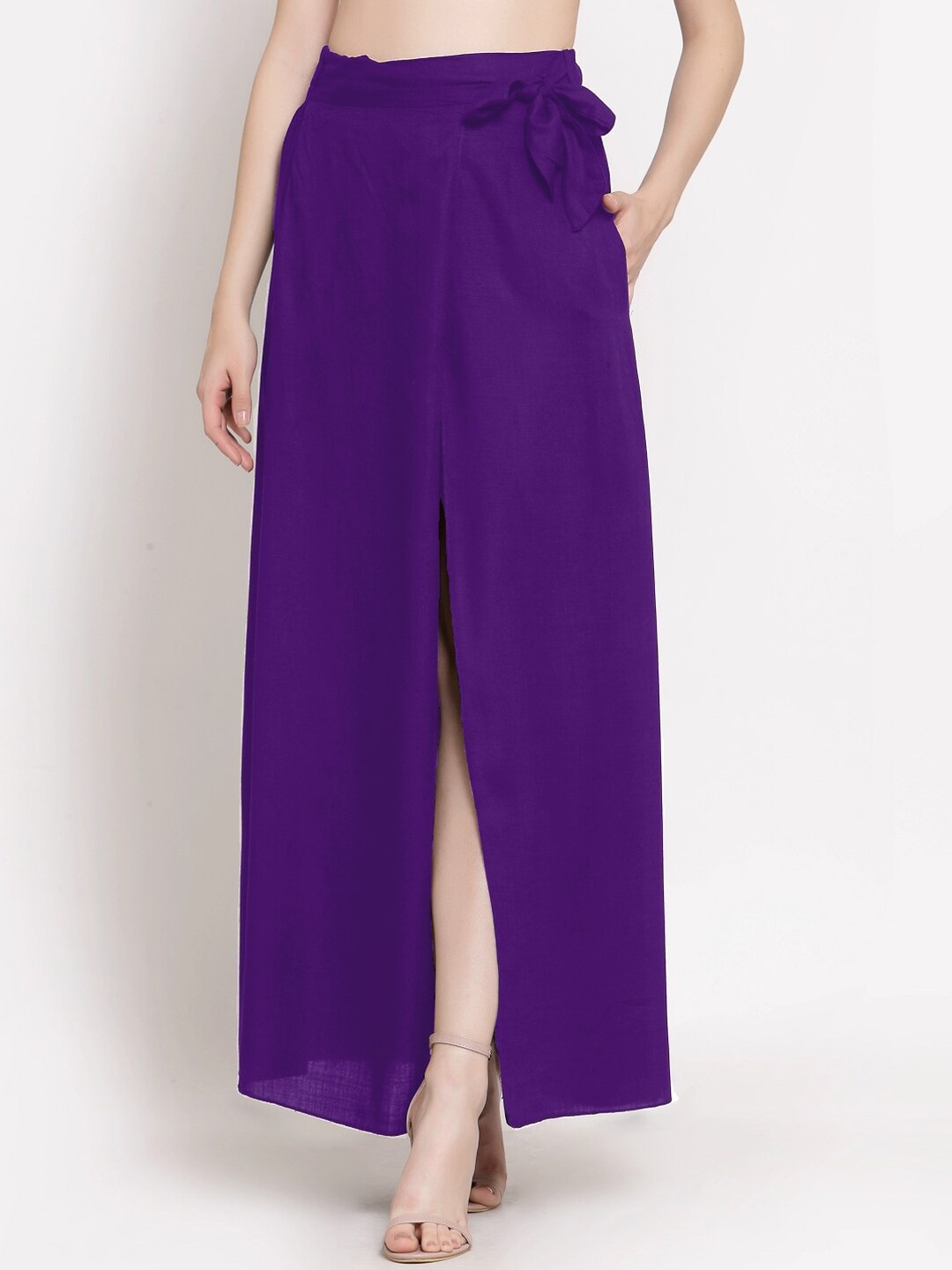 

PATRORNA Women Purple Solid Wrap Maxi Skirt