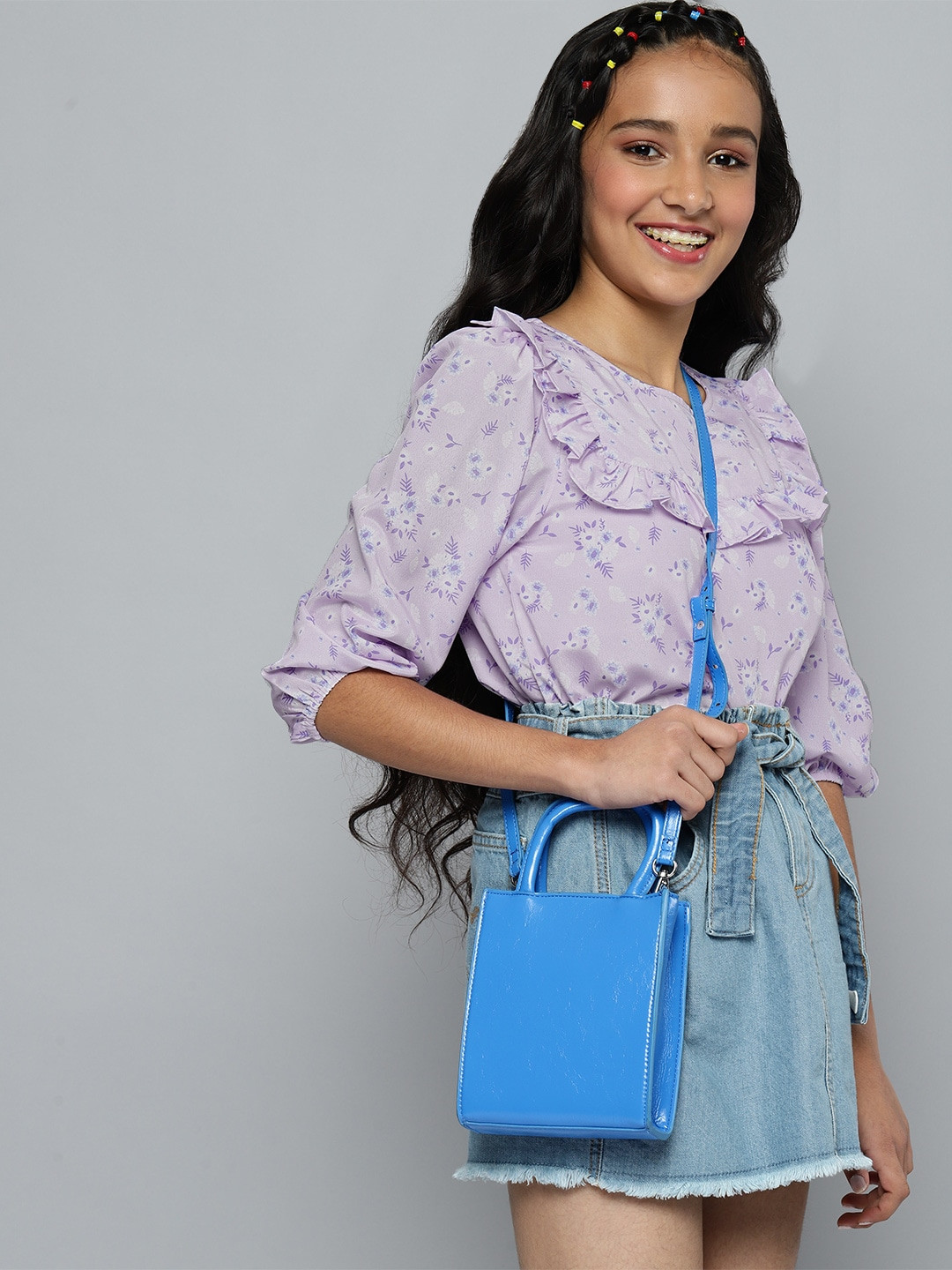 

JUSTICE Girls Lavender Printed Regular Top