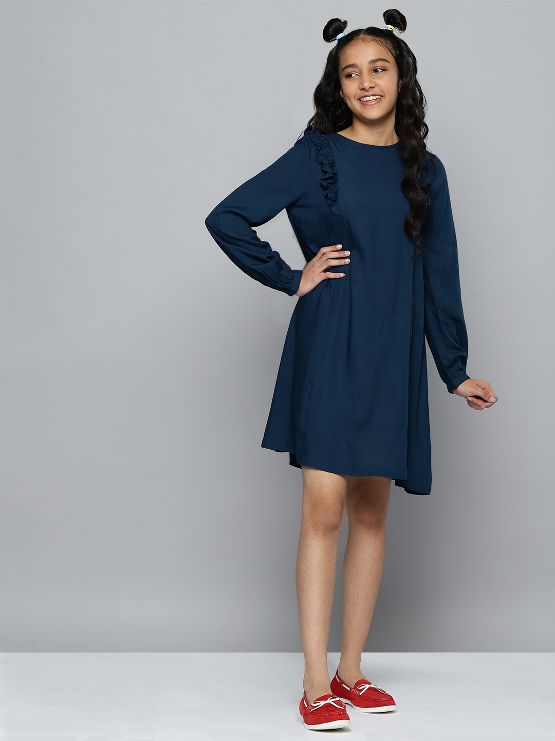 

JUSTICE Girls Blue Solid A-Line Dress