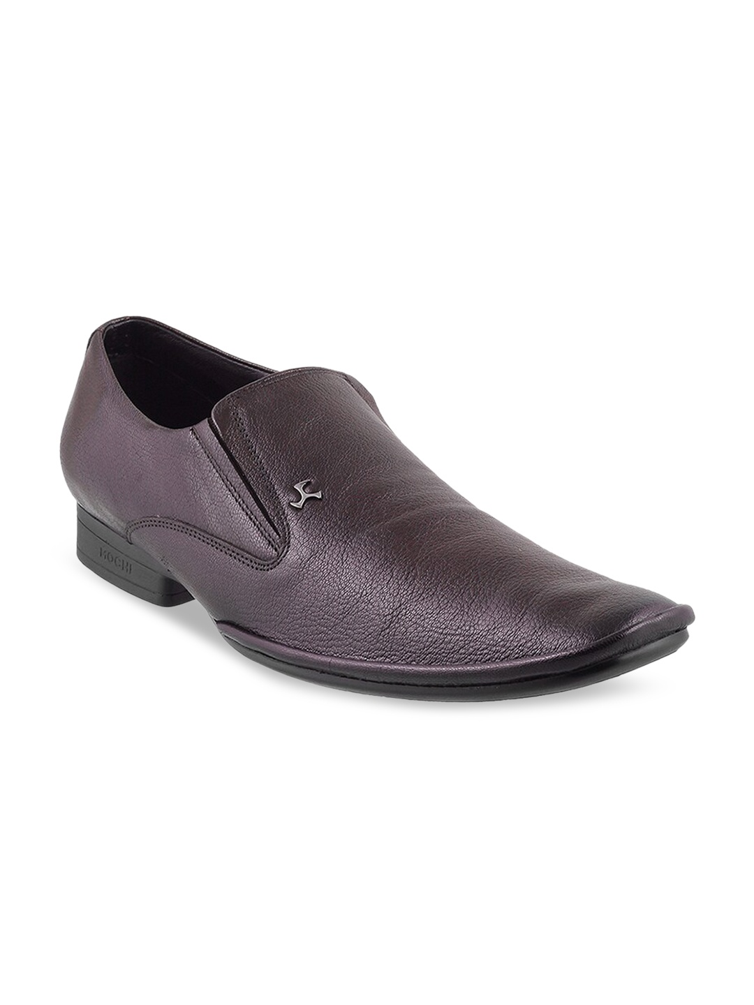 

Mochi Men Brown Textured Formal Leather Slip-Ons