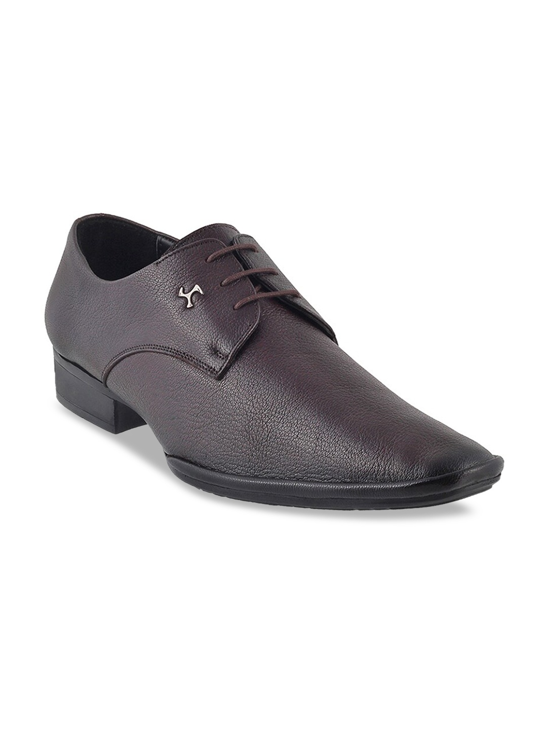 

Mochi Men Maroon Solid Leather Formal Derbys