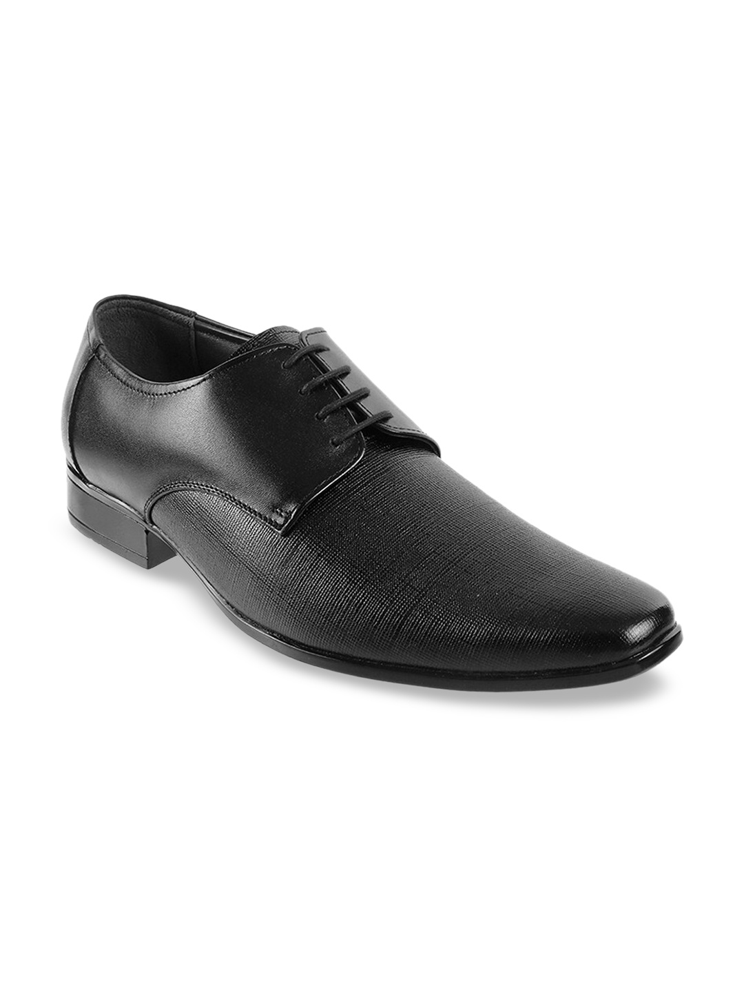 

Mochi Men Black Textured Leather Formal Derbys