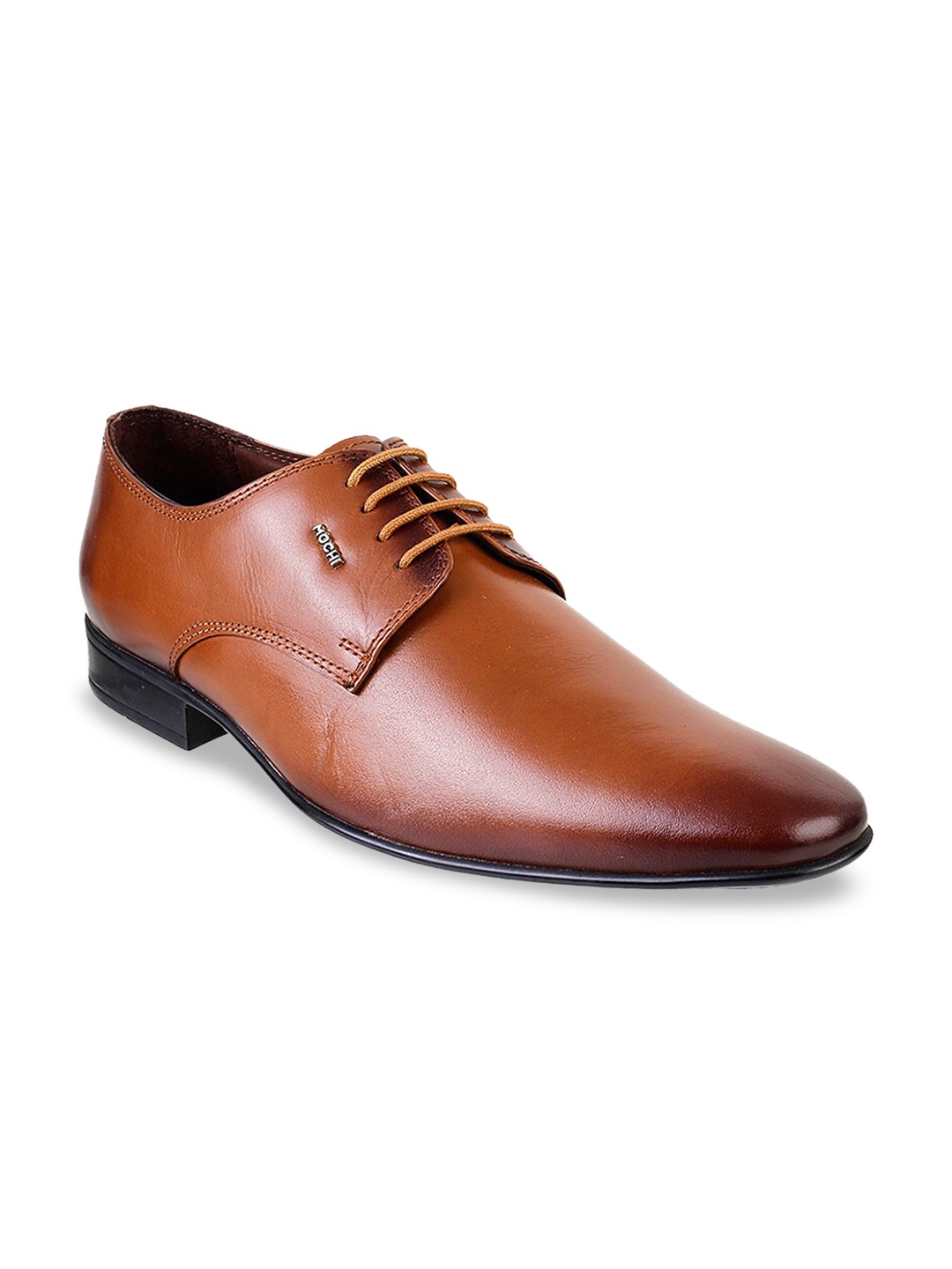 

Mochi Men Tan Brown Leather Formal Derbys