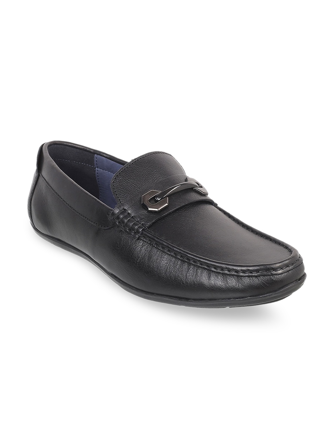 

Mochi Men Black Textured Leather Loafers