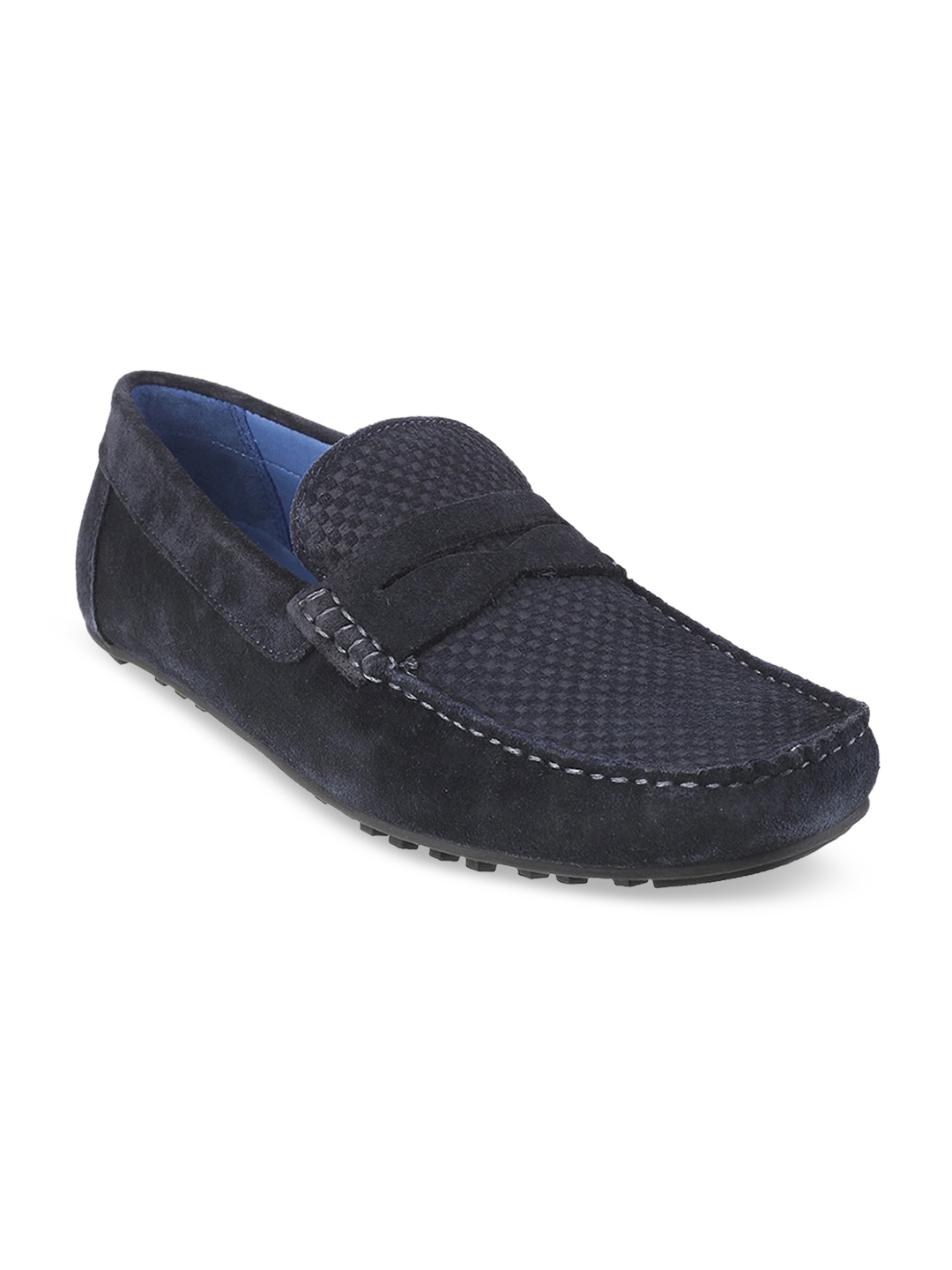 

Mochi Men Blue Printed Leather Loafers