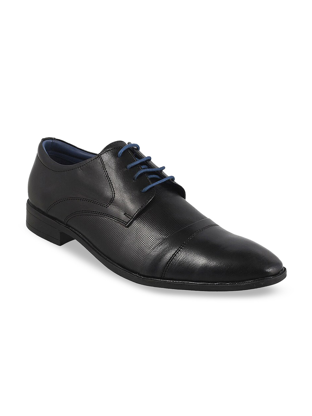 

Mochi Men Black Textured Leather Formal Derbys