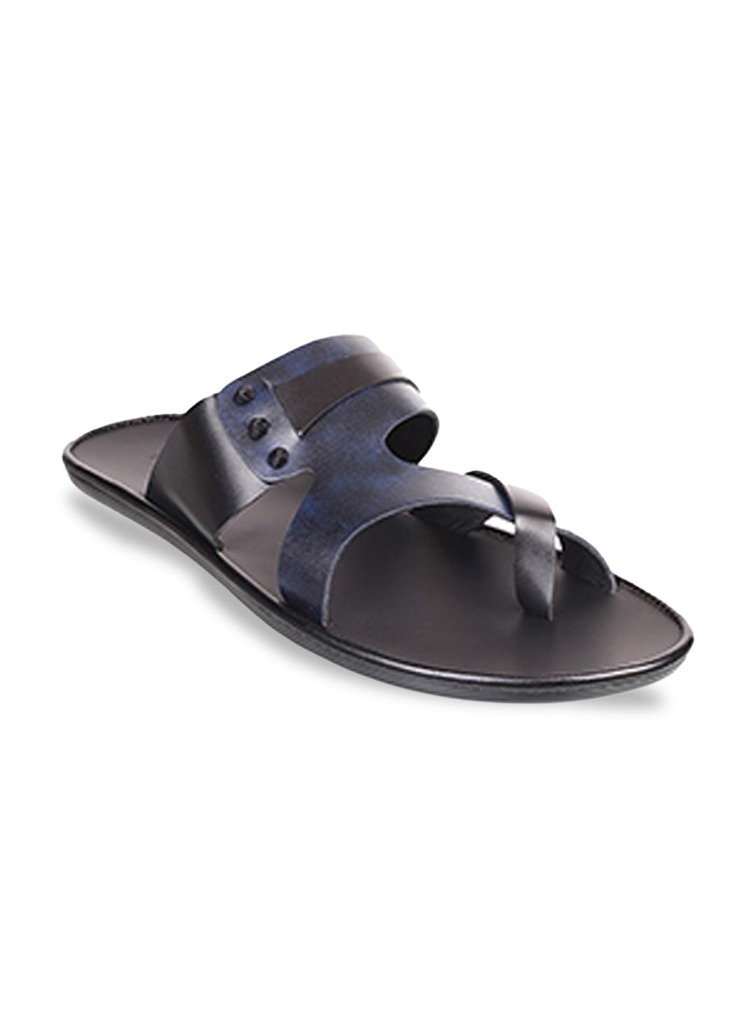 

Mochi Men Blue & Black Leather Comfort Sandals