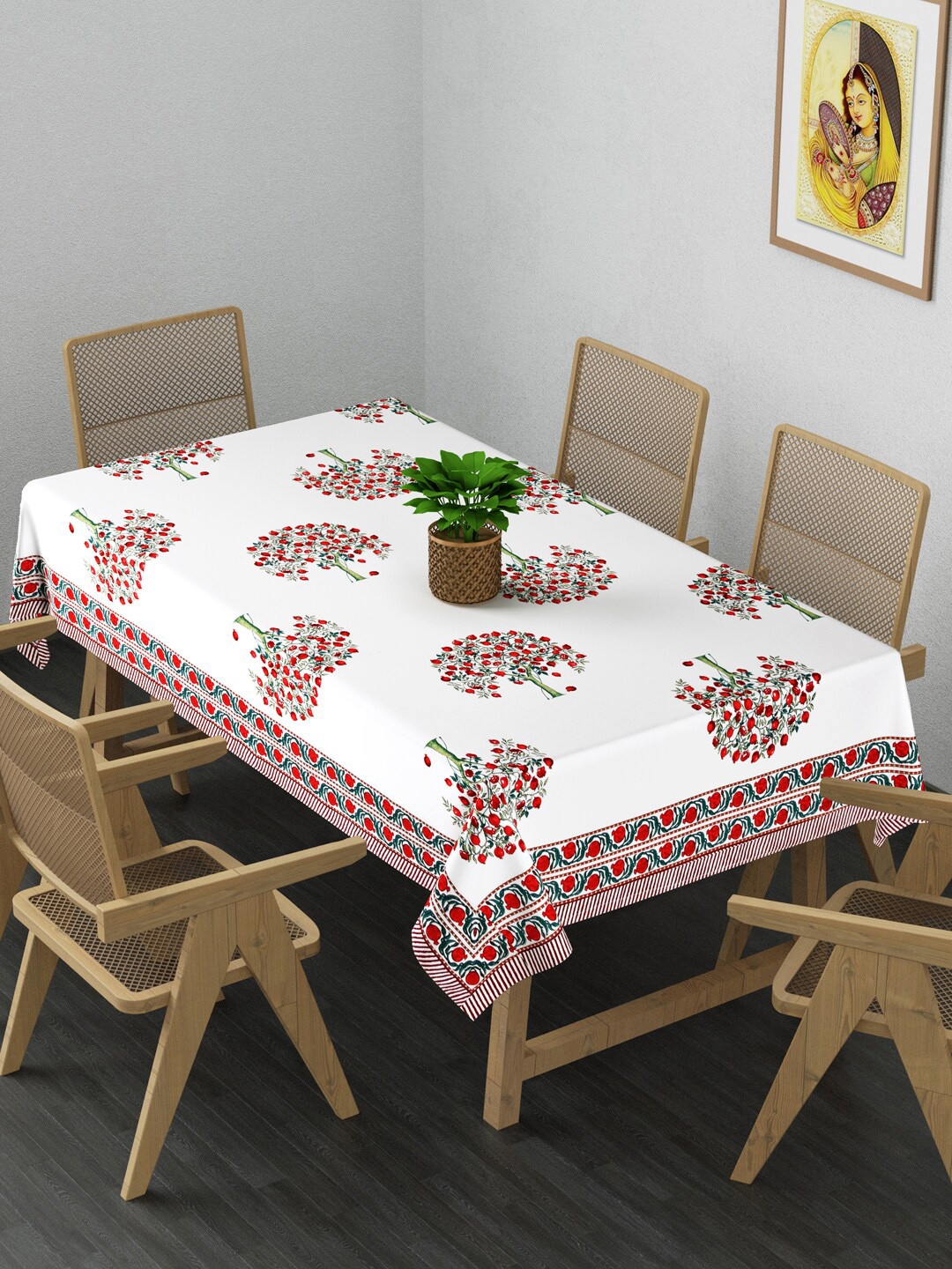 

Gulaab Jaipur Red & White Printed 6-Seater Rectangle Cotton Table Cover