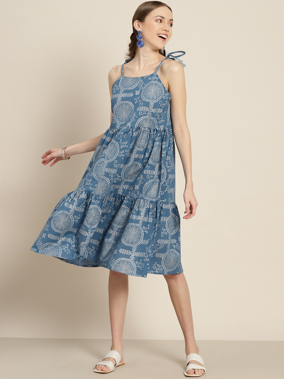 

Sangria Blue Ethnic Motifs Dress