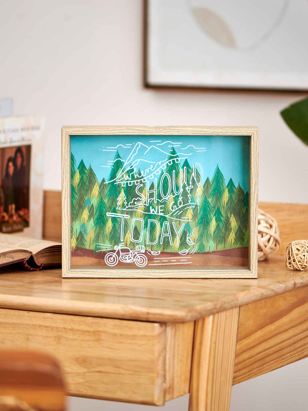 

Chumbak Green Printed Where Should We Go Today Wooden Box