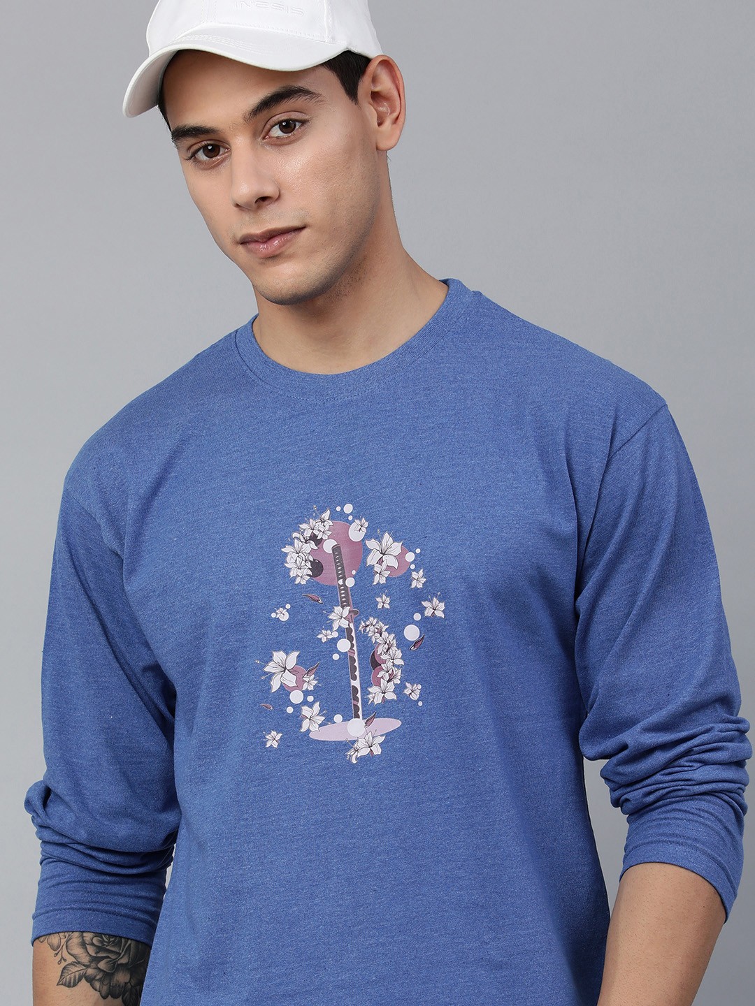 

Jolie robe Men Blue & Pink Printed Pure Cotton T-shirt