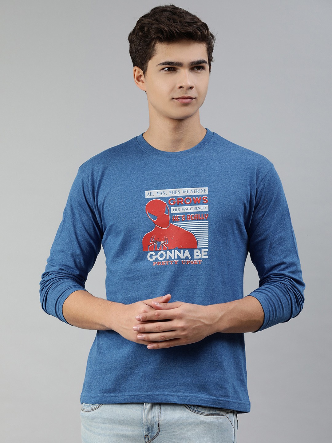 

Jolie robe Men Blue Spider-Man Printed T-shirt