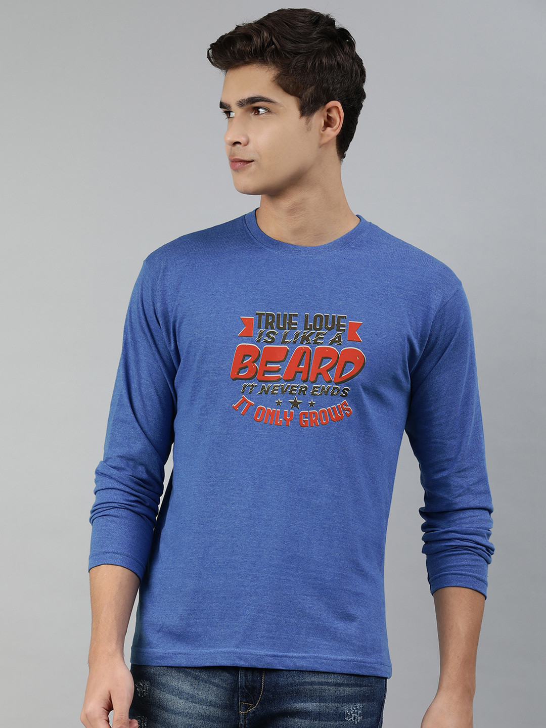 

Jolie robe Men Blue & Red Typography Printed Cotton T-shirt