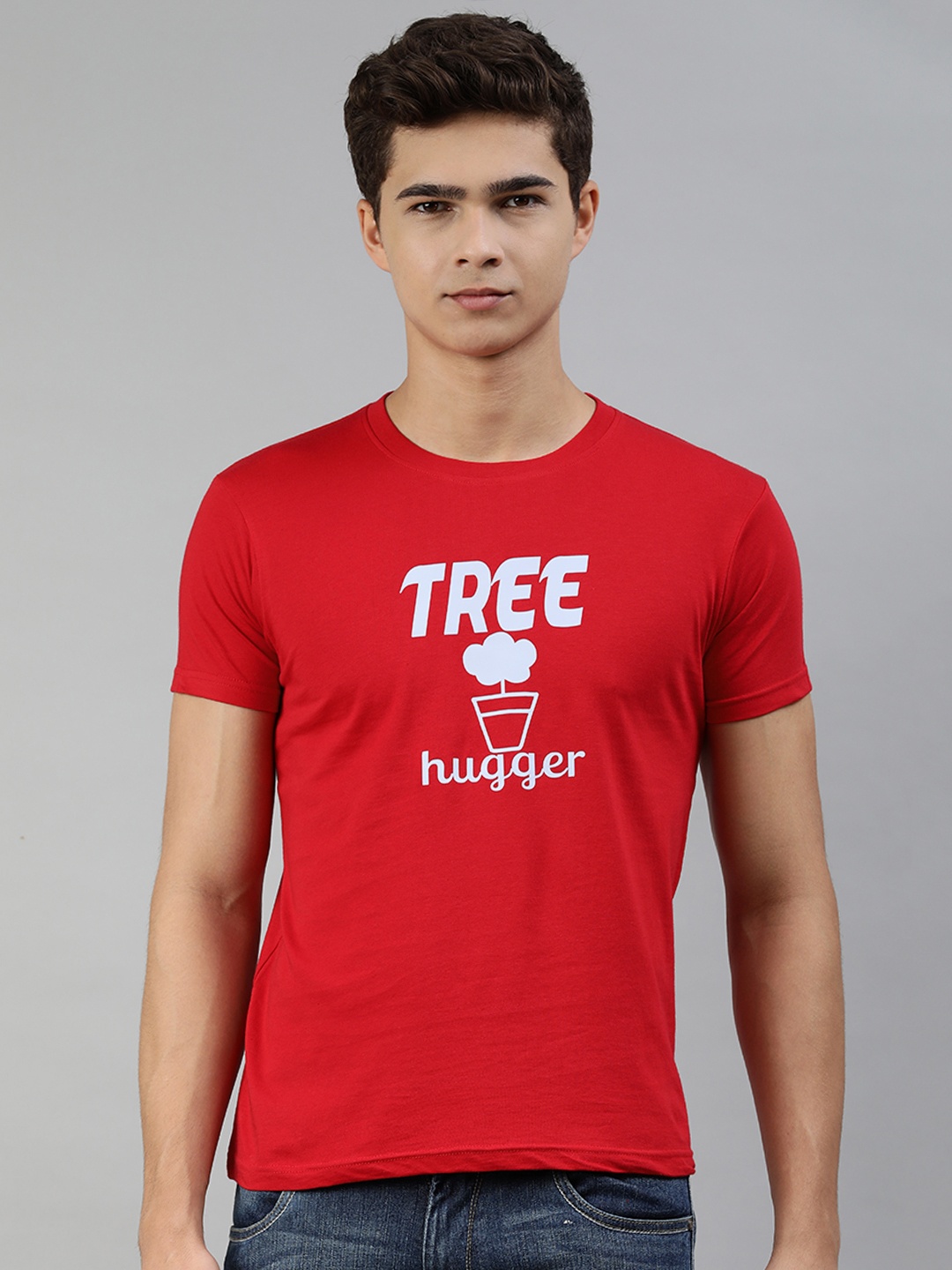 

Jolie robe Men Red & White Typography Printed T-shirt