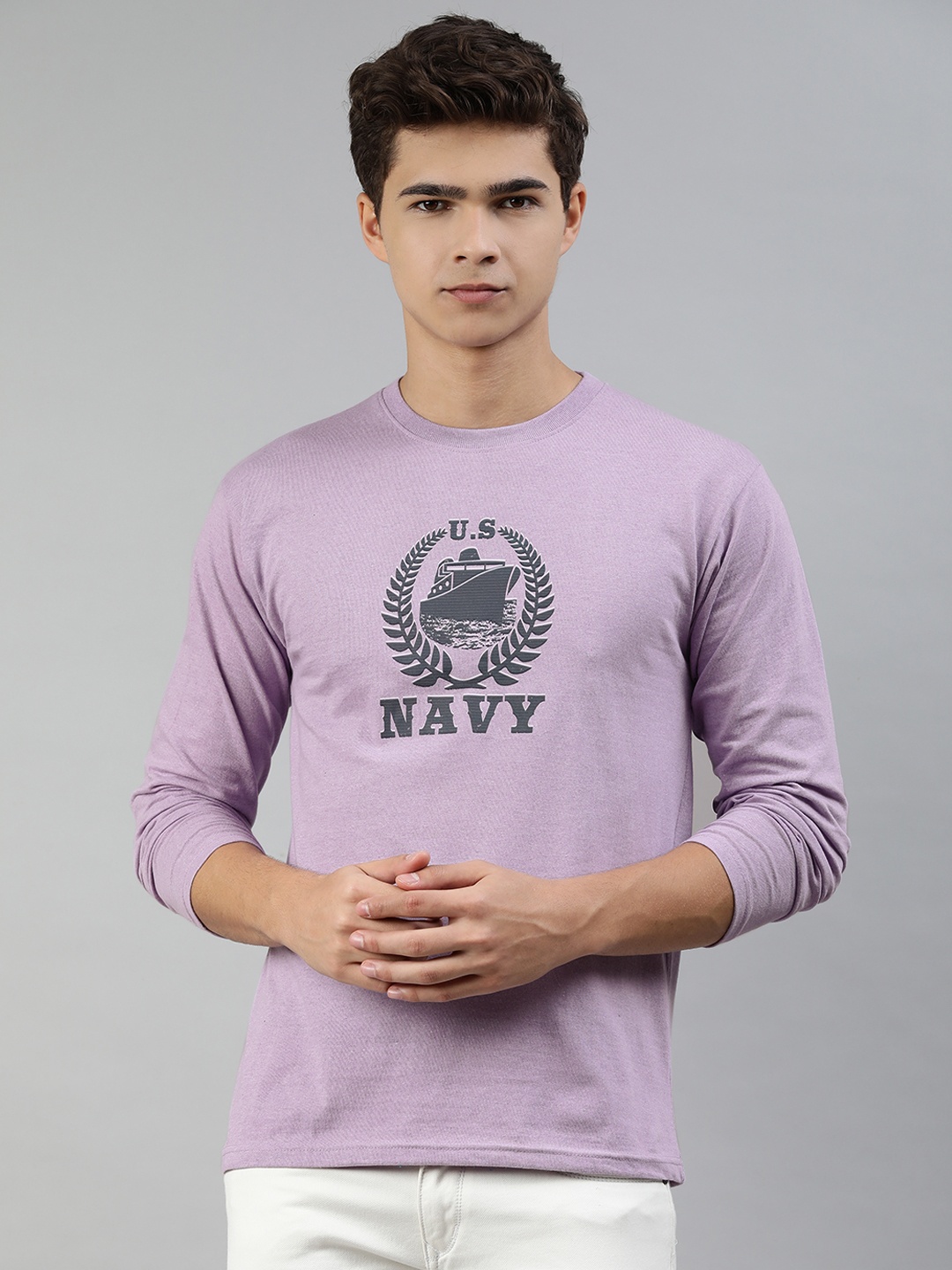 

Jolie robe Men Lavender Typography Printed T-shirt