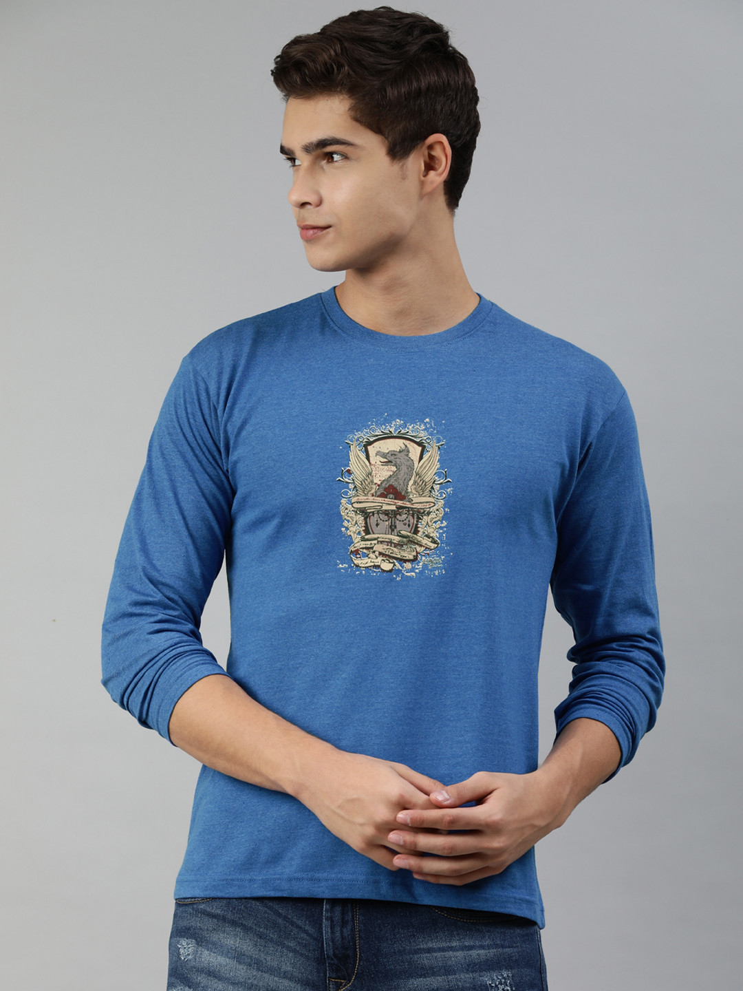 

Jolie robe Men Blue Printed T-shirt