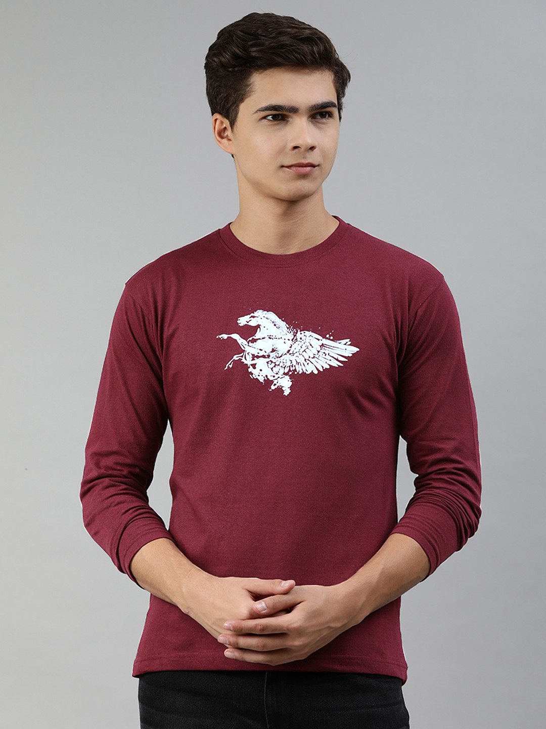 

Jolie robe Men Maroon & Blue Printed Pure Cotton T-shirt