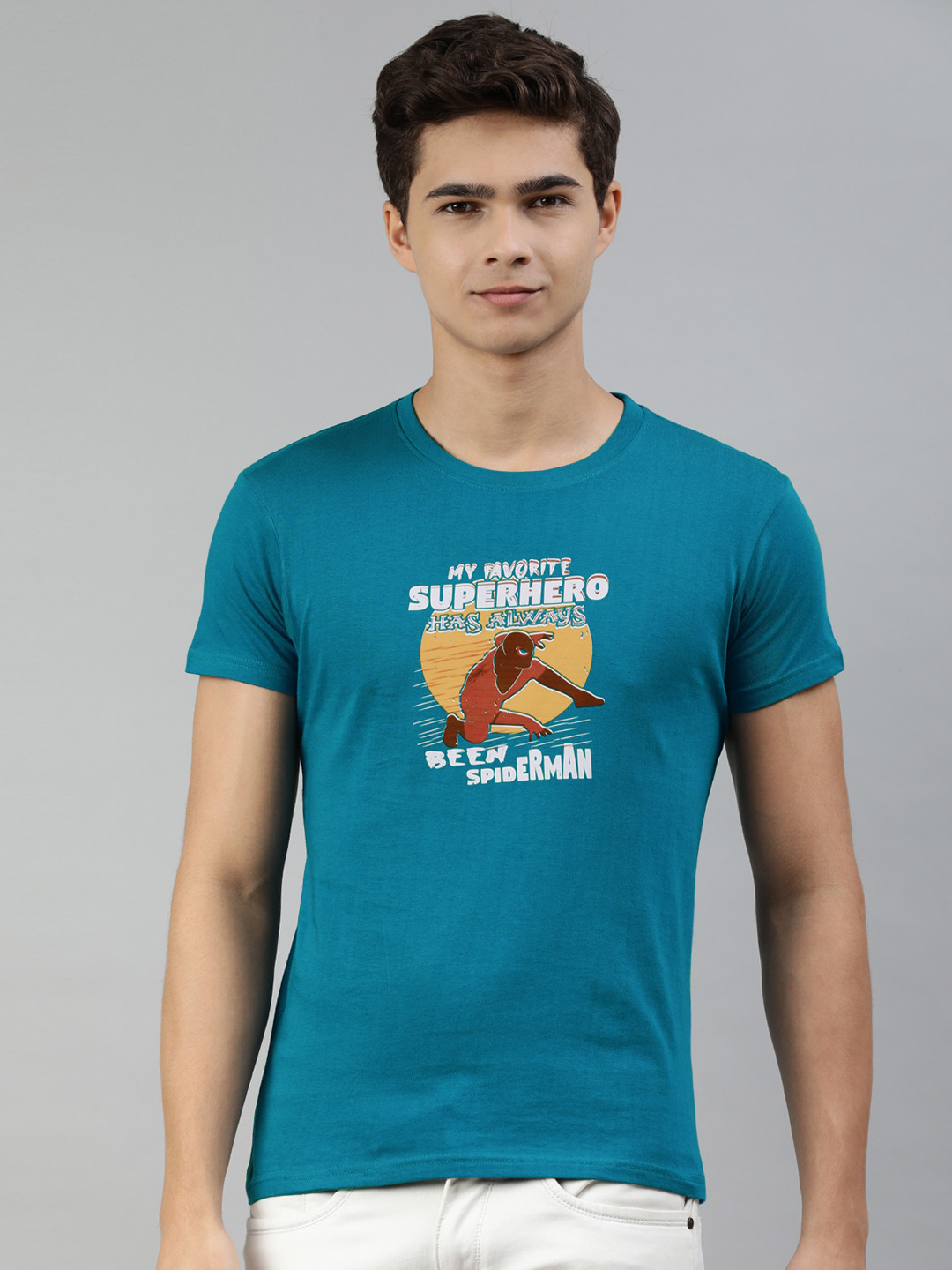 

Jolie robe Men Blue Printed T-shirt