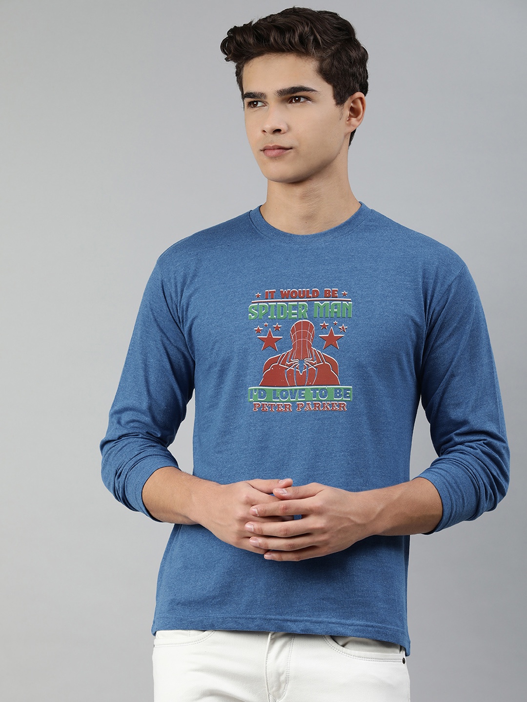 

Jolie robe Men Blue Spider-Man Printed T-shirt