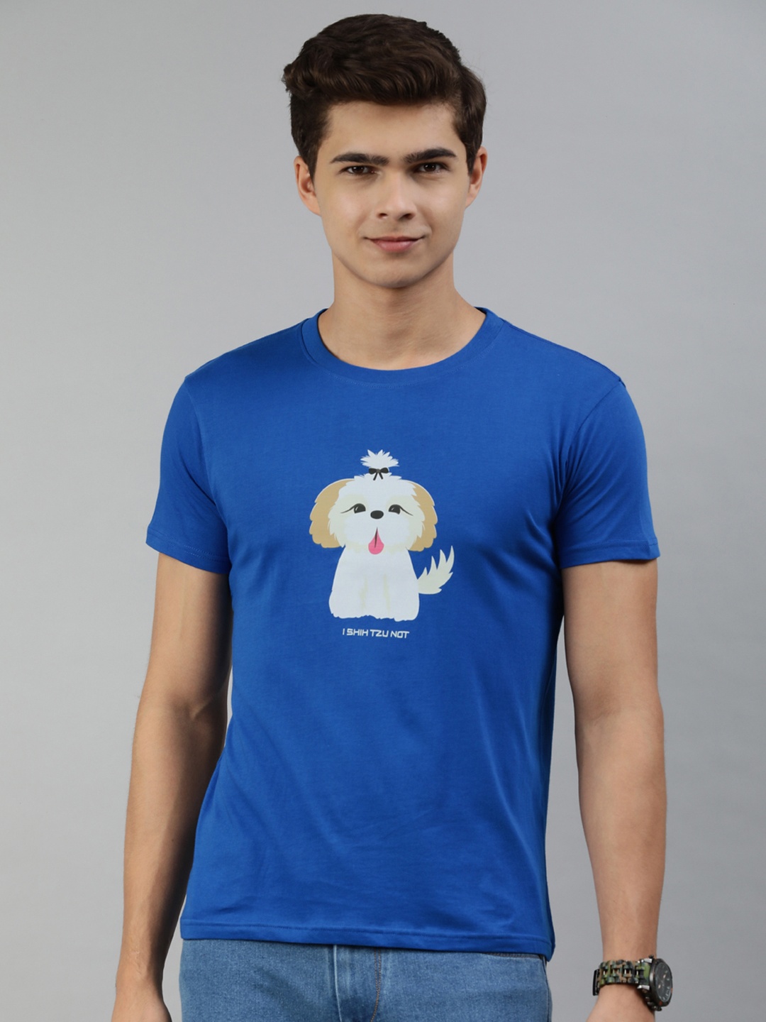 

Jolie robe Men Blue Printed T-shirt