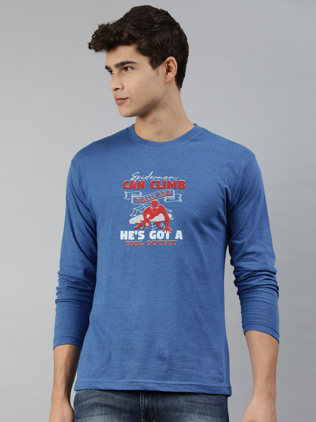 

Jolie robe Men Blue & Red Typography Printed Pure Cotton T-shirt