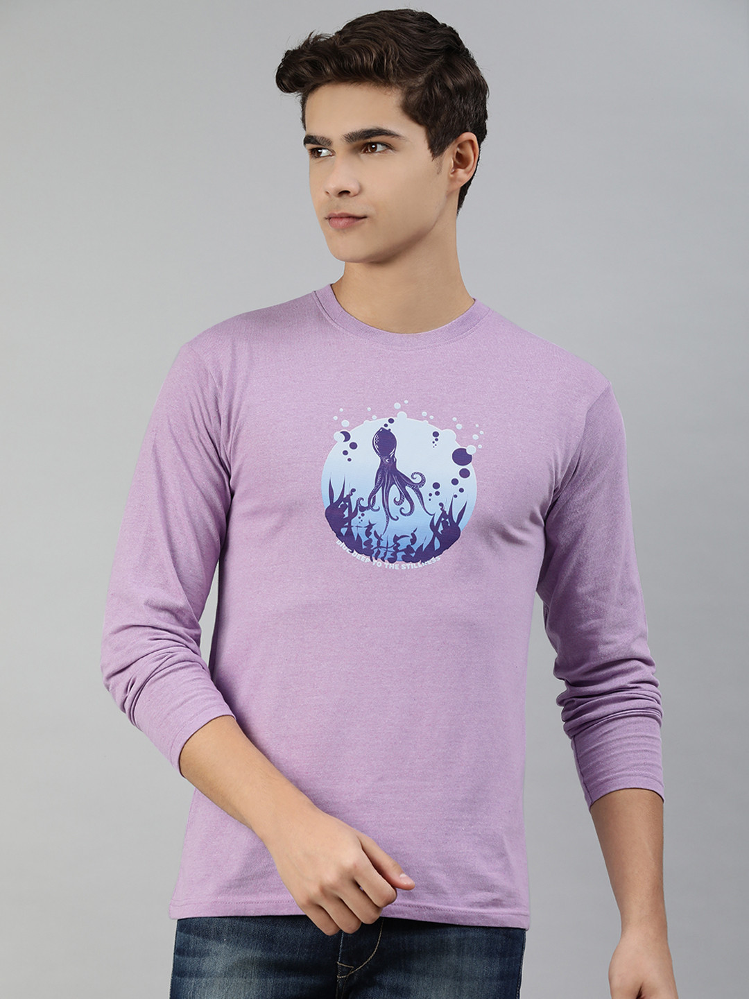 

Jolie robe Men Lavender Printed T-shirt