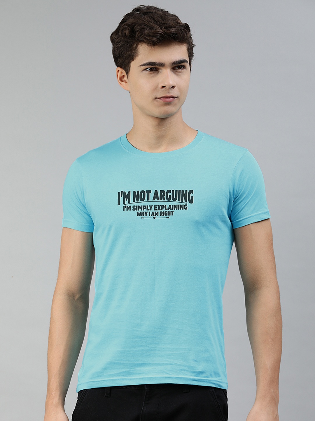 

Jolie robe Men Blue & Black Typography Printed T-shirt