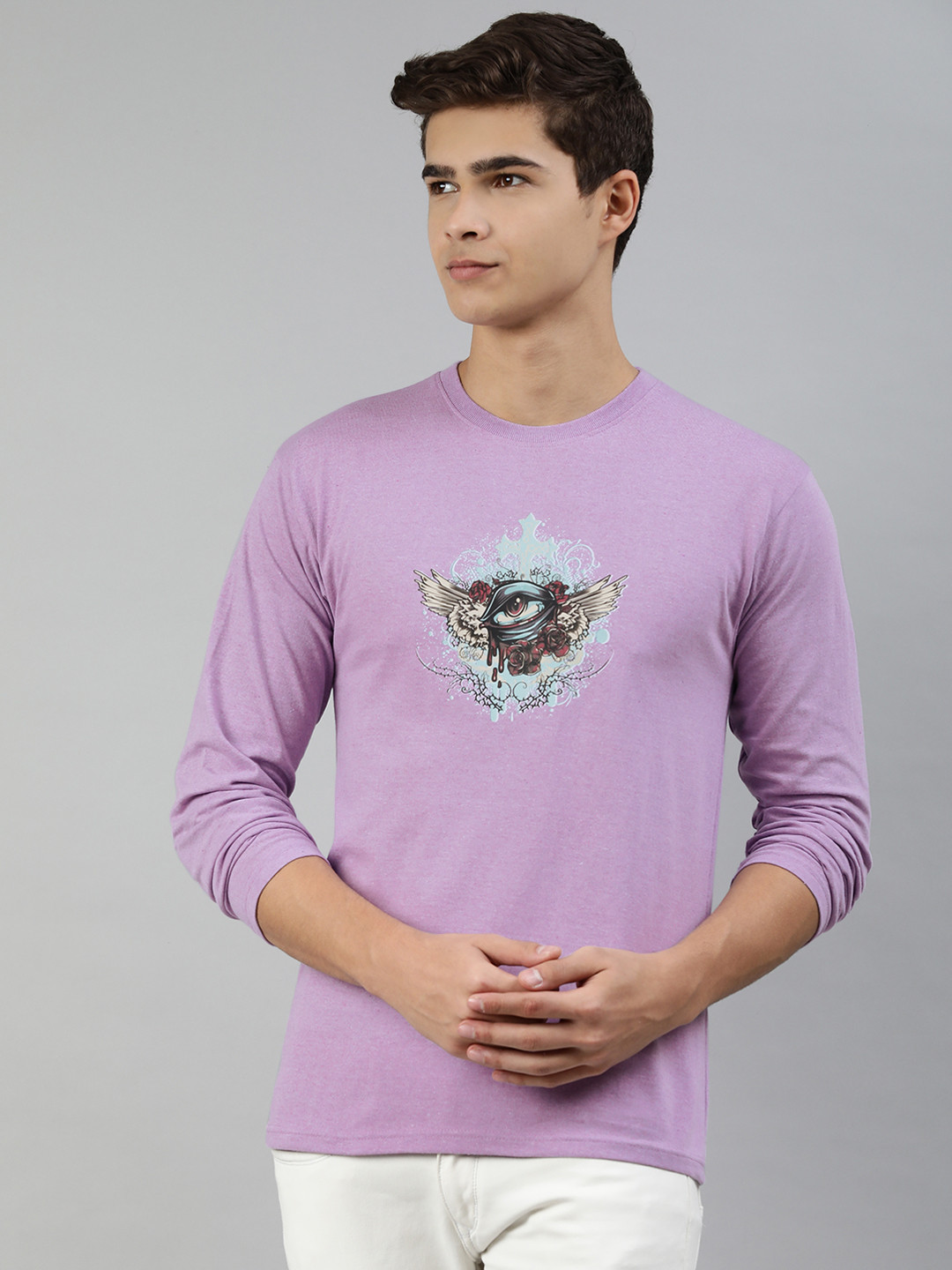 

Jolie robe Men Lavender Printed T-shirt