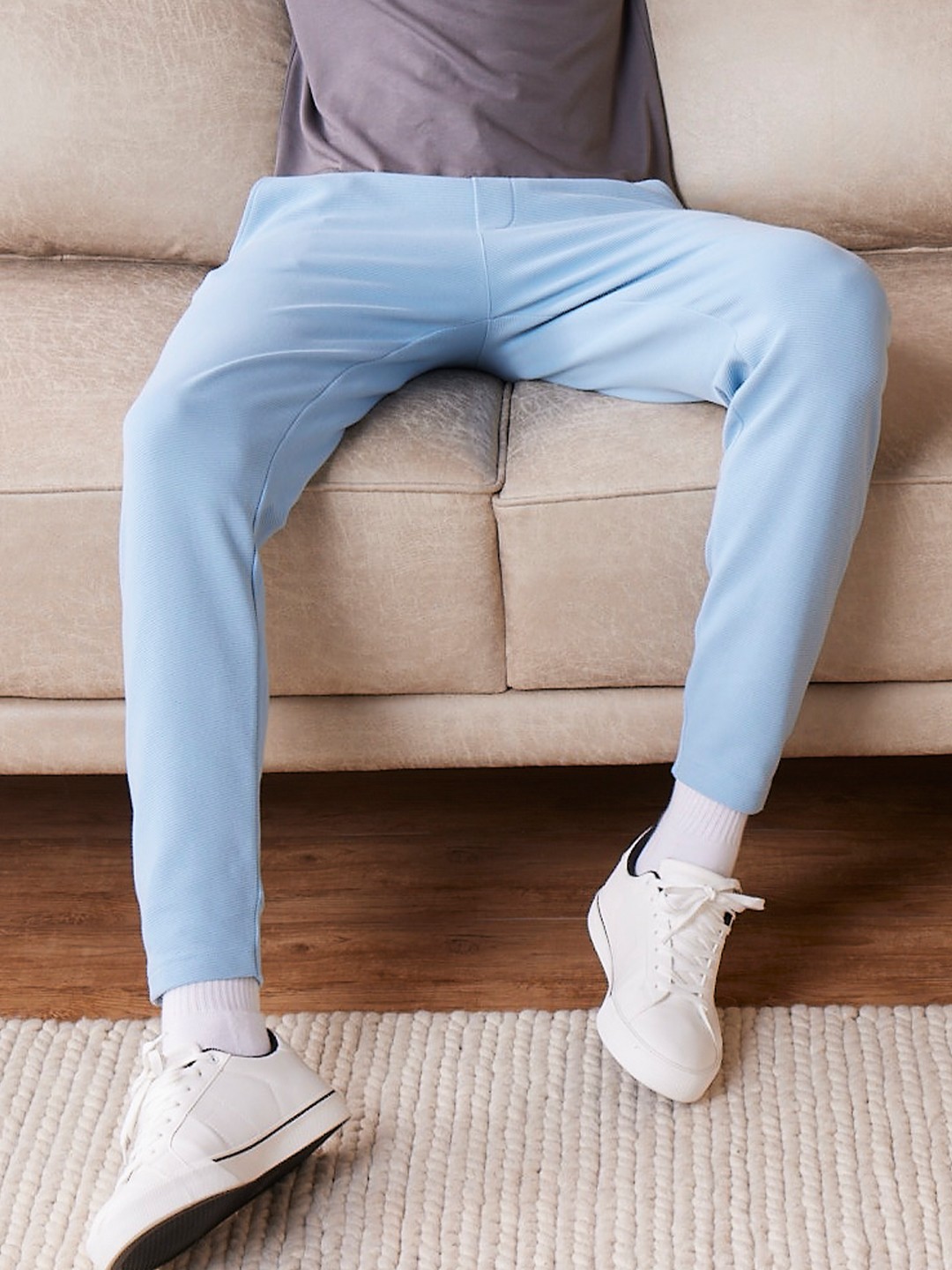 

DAMENSCH Men Constant Ottoman Fabric Regular Fit Joggers, Blue