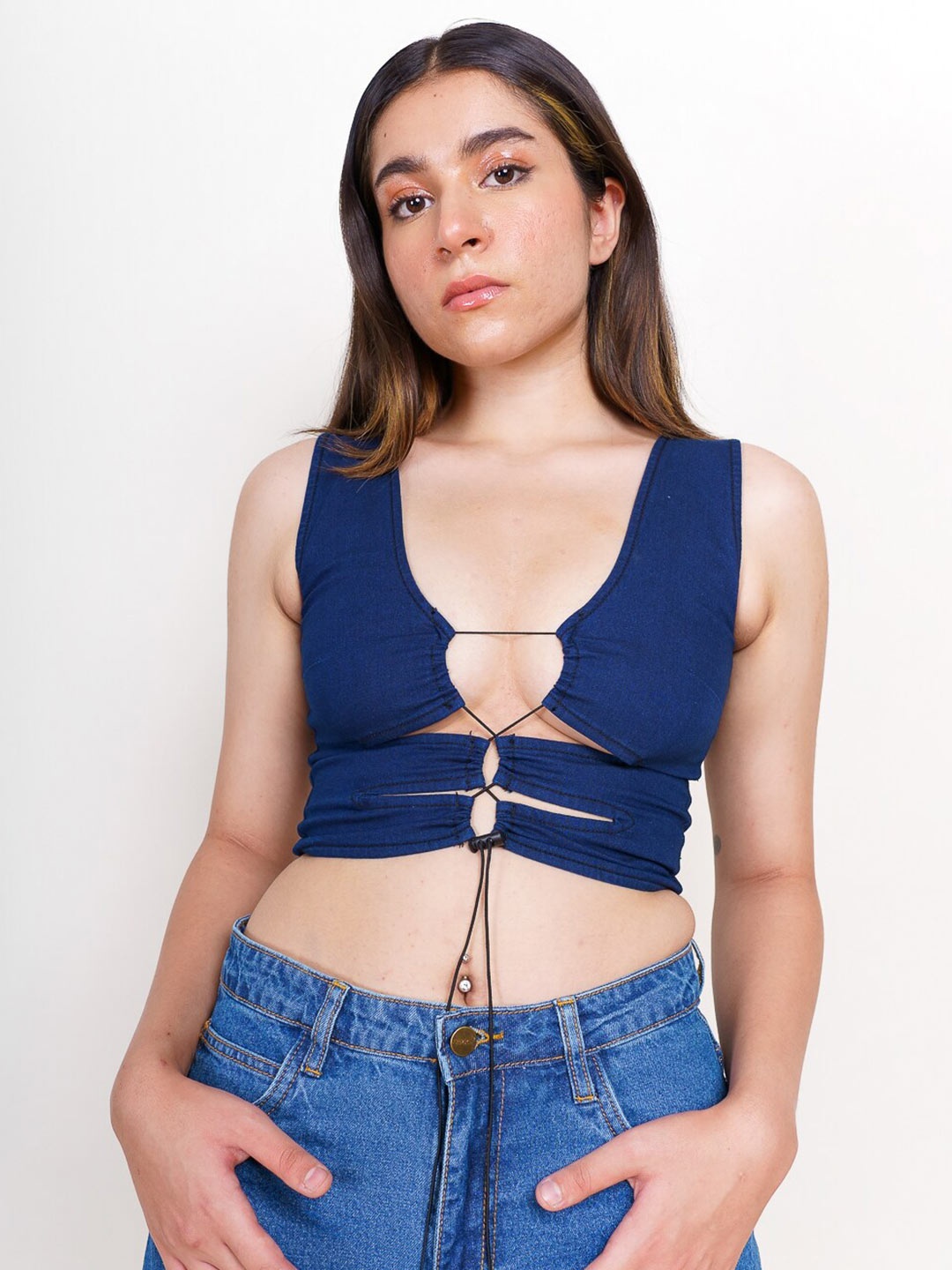 

FREAKINS Stylish Blue Solid Top