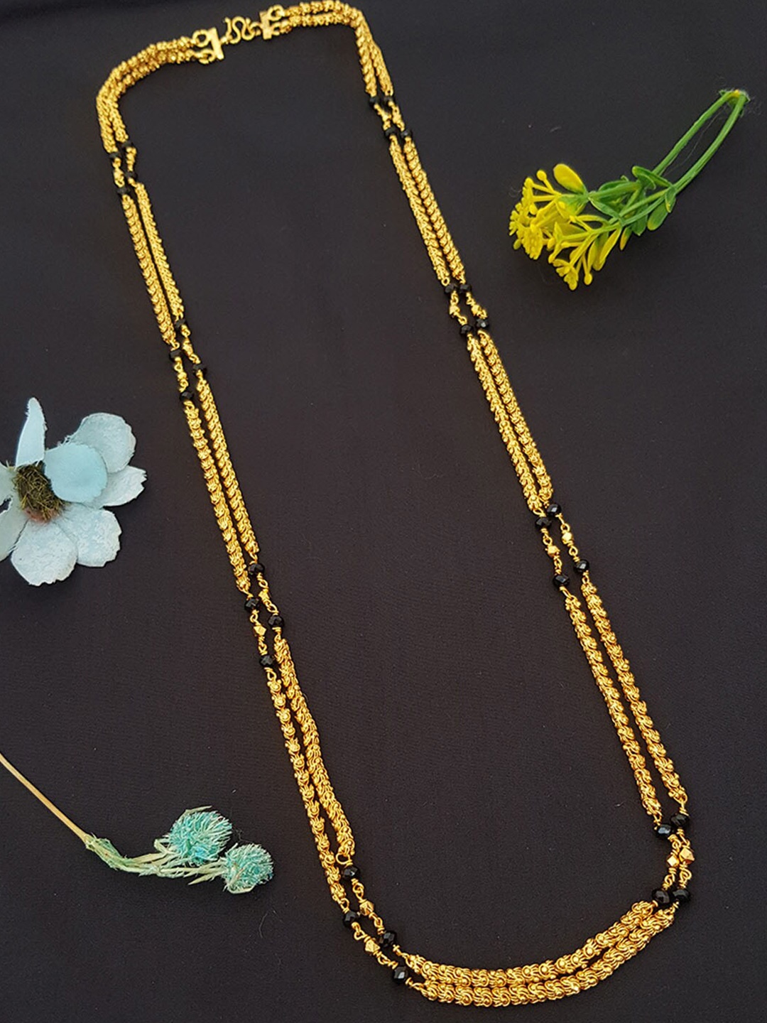 

GRIIHAM Gold-Toned & Black Brass Gold-Plated Layered Chain