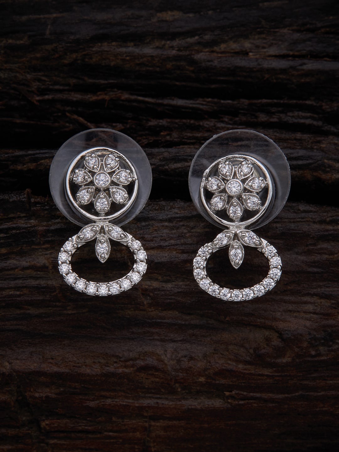 

Kushal's Fashion Jewellery White Floral Rhodium-Plated Studs Earrings