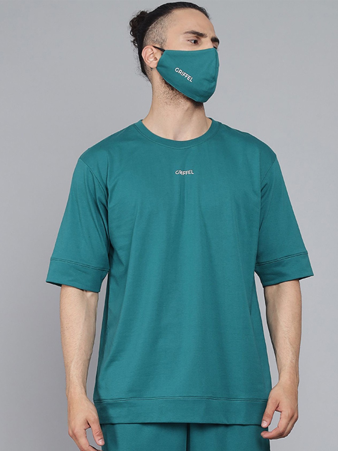 

GRIFFEL Men Teal Oversized T-shirt
