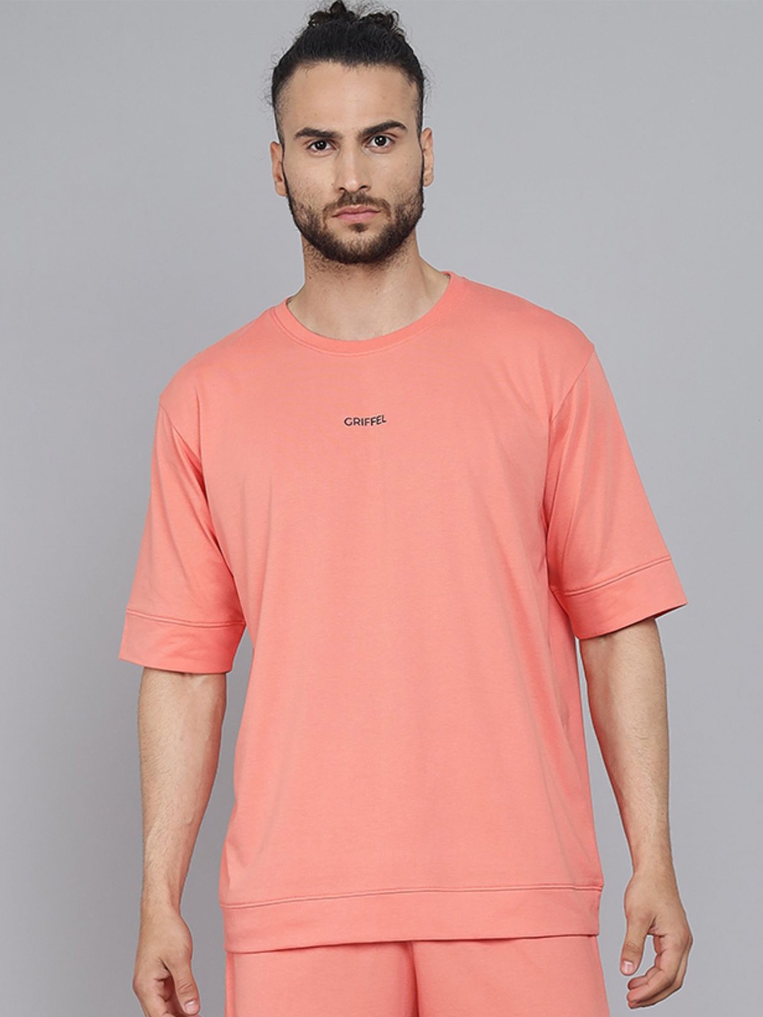 

GRIFFEL Men Peach-Coloured Oversized T-shirt