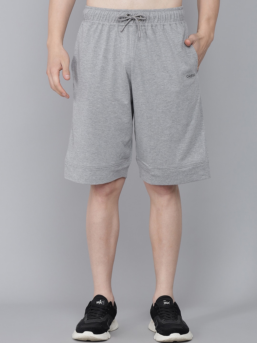 

GRIFFEL Men Grey Loose Fit Sports Shorts