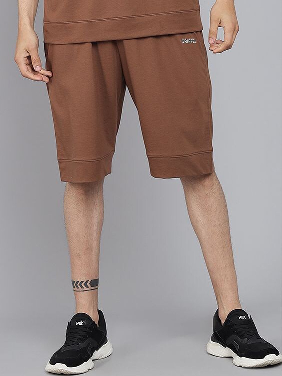 

GRIFFEL Men Coffee Brown Loose Fit Sports Shorts