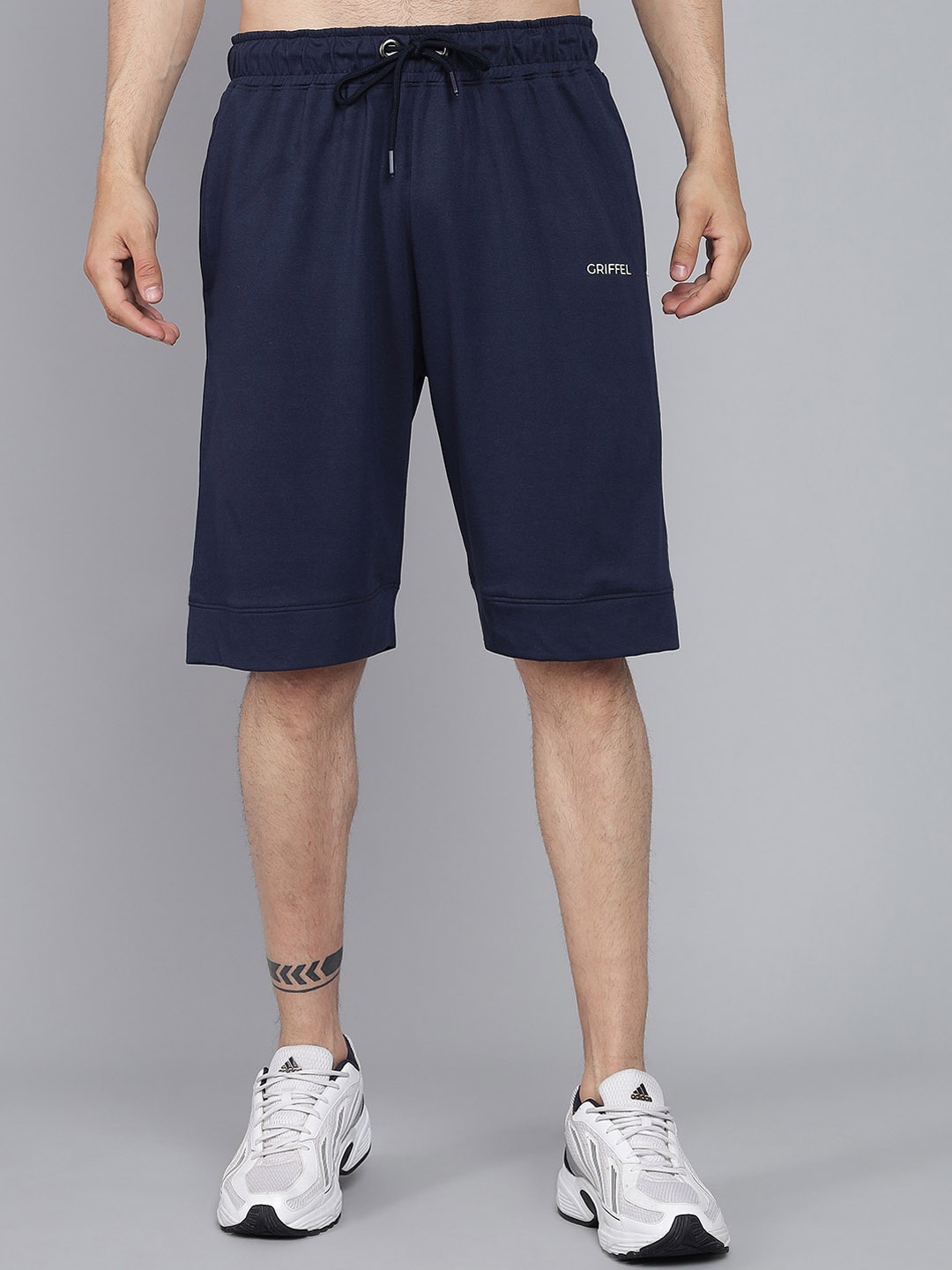

GRIFFEL Men Navy Blue Loose Fit Sports Shorts